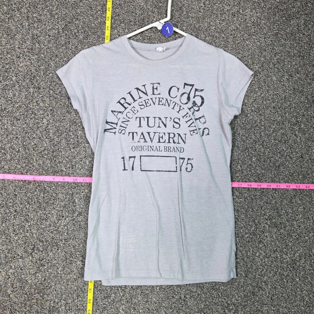 Next Level Graphic Tee Women S Gray Marine Corps Tun's Tavern Short Sleeve Shirt - Picture 2 of 4